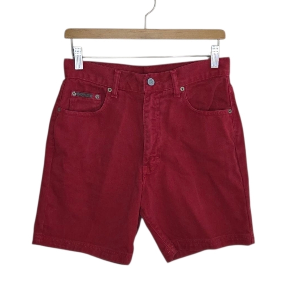 Vintage Calvin Klein | Red High Rise 6.5" Inseam Denim Shorts Vtg Size 8